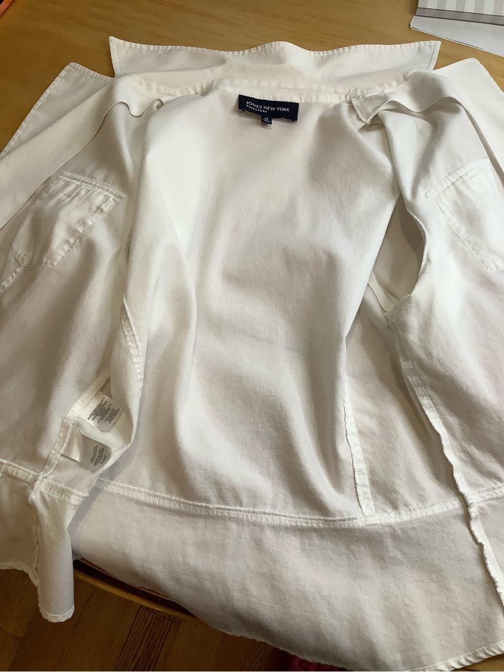 Jones New York Signature White Cotton Utility Shirt Gold Button Size M - Picture 10 of 11